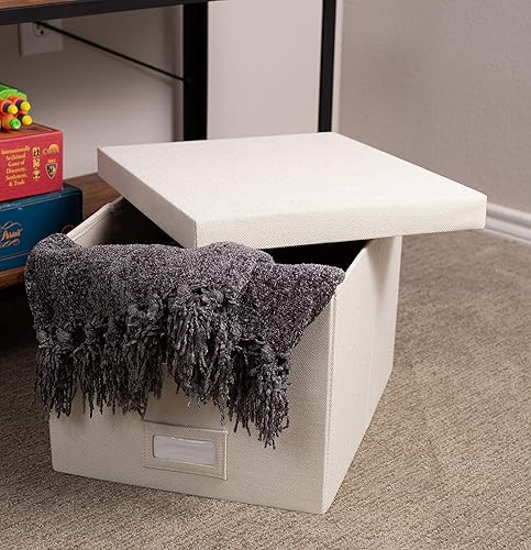 Miniatura 8 de Internet's Best - Organizador de archivos, plegable, de lino decorativo, para archivar y almacenar, para oficina - para cartas y legales