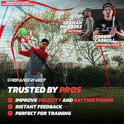 Miniatura 2 de PowerNet Corbin Carroll - Juego completo de 12 pelotas de entrenamiento con peso de 2 pulgadas, 4 pesos, mejora la coordinación mano-ojo, tamaño de