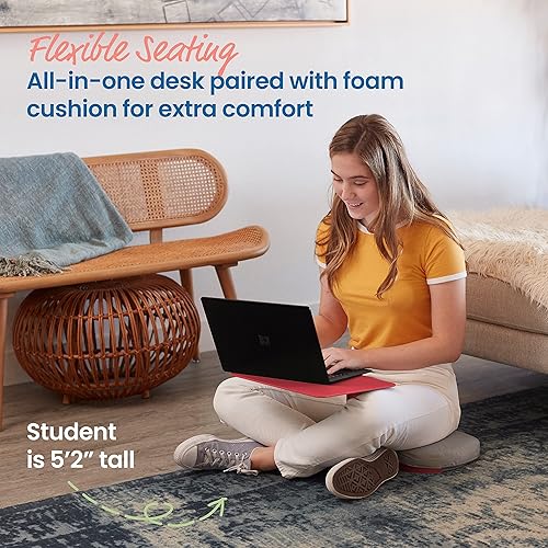 Miniatura 3 de ECR4Kids The Surf - Escritorio portátil con cojín, asientos flexibles, color rojo