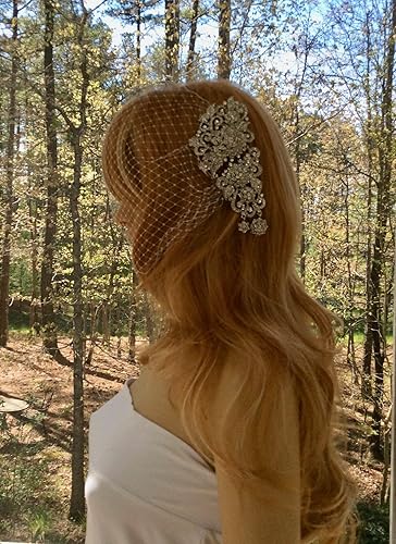 Miniatura 4 de Bride Wedding Birdcage Veil Short White Lace Bridal Veil with Comb