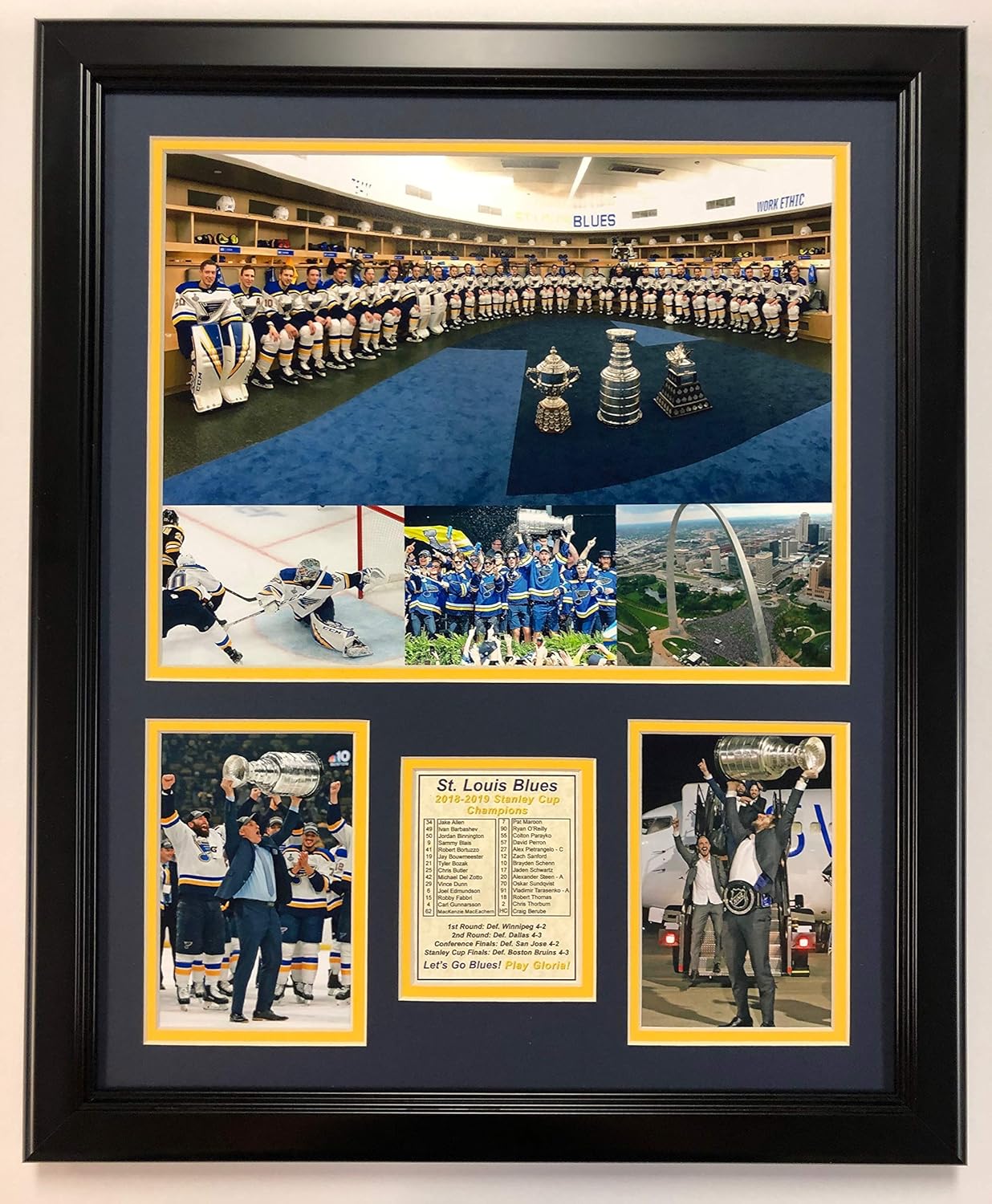 St. Louis Blues NHL Stanley Cup Champions 2019 Collectible | Framed Photo Collage Wall Art Decor - 18"x22" | Legends Never Die
