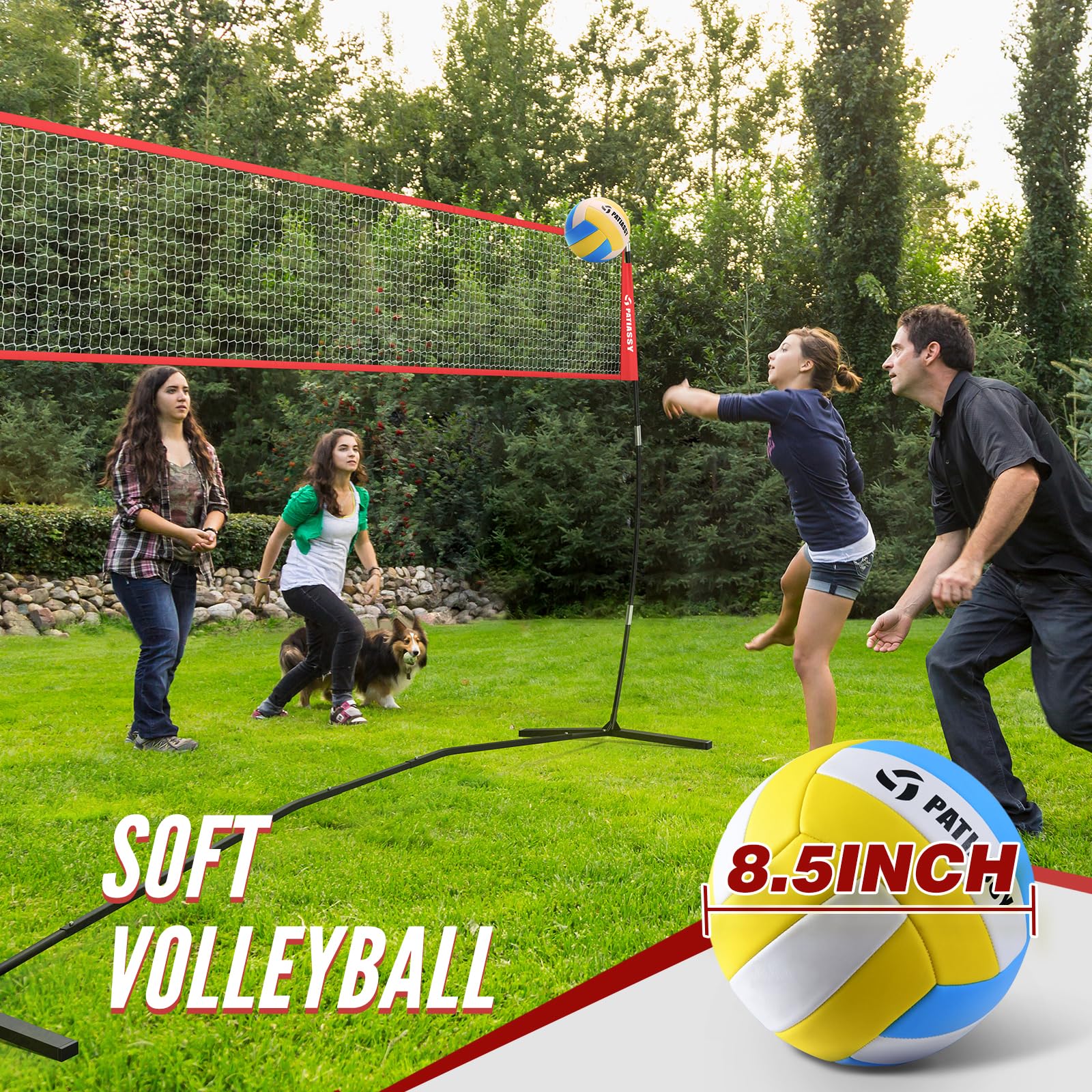 Patiassy 14ft Freestanding Volleyball Practice Net For