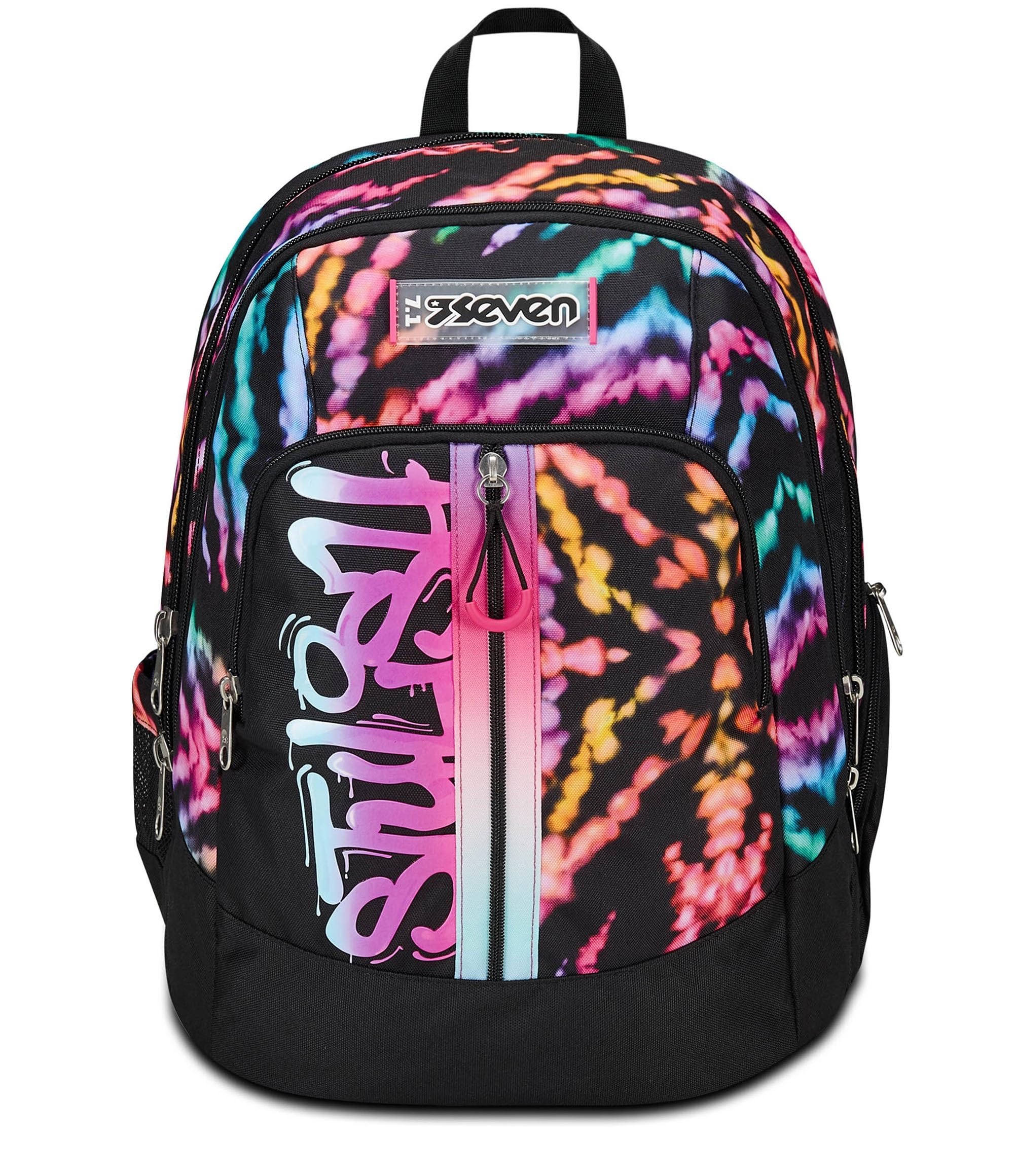 Seven Zaino Scuola Advanced, Nero Fucsia, Multi-Shade Girl, Zaino Doppio Scomparto Con Cassa Speaker Wireless Su Spallaccio, Tasca Porta PC o Tablet, Tasca Porta Borraccia e Organizer, Scuole