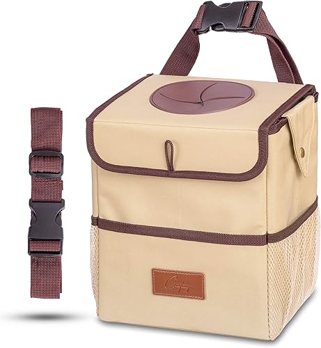 Creathing - Bote de basura para coche, impermeable, con tapa, consola o asiento
