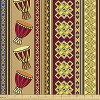 Vista 428 de Ambesonne Tela de Fiesta Popstar por Yarda, Estilo de Dibujos Animados Garabatos Dibujados a Mano Tema Musical Impresión de Arte Lineal, Tela