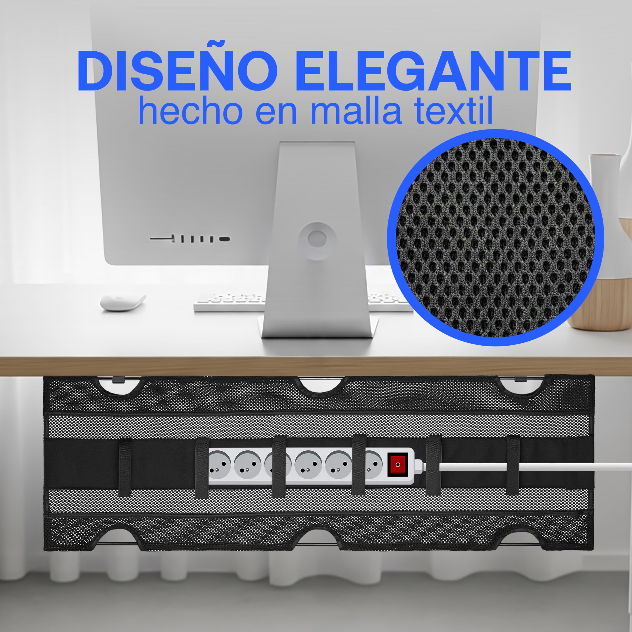 Recoge Cables Escritorio | Soporte Regleta Escritorio | Bandeja Organizador de Cables | Organizador Cables Mesa | Bandeja para Cables | Malla Cables | Esconde Cables — view 6