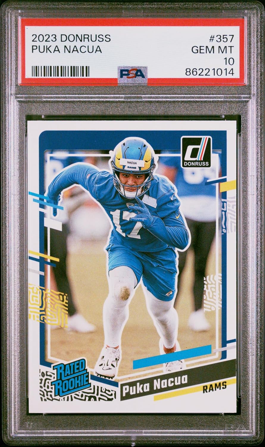 Graded Psa 10 Puka Nacua Donruss Football Rookie Card #357 Rams Superstar Wide Receiver