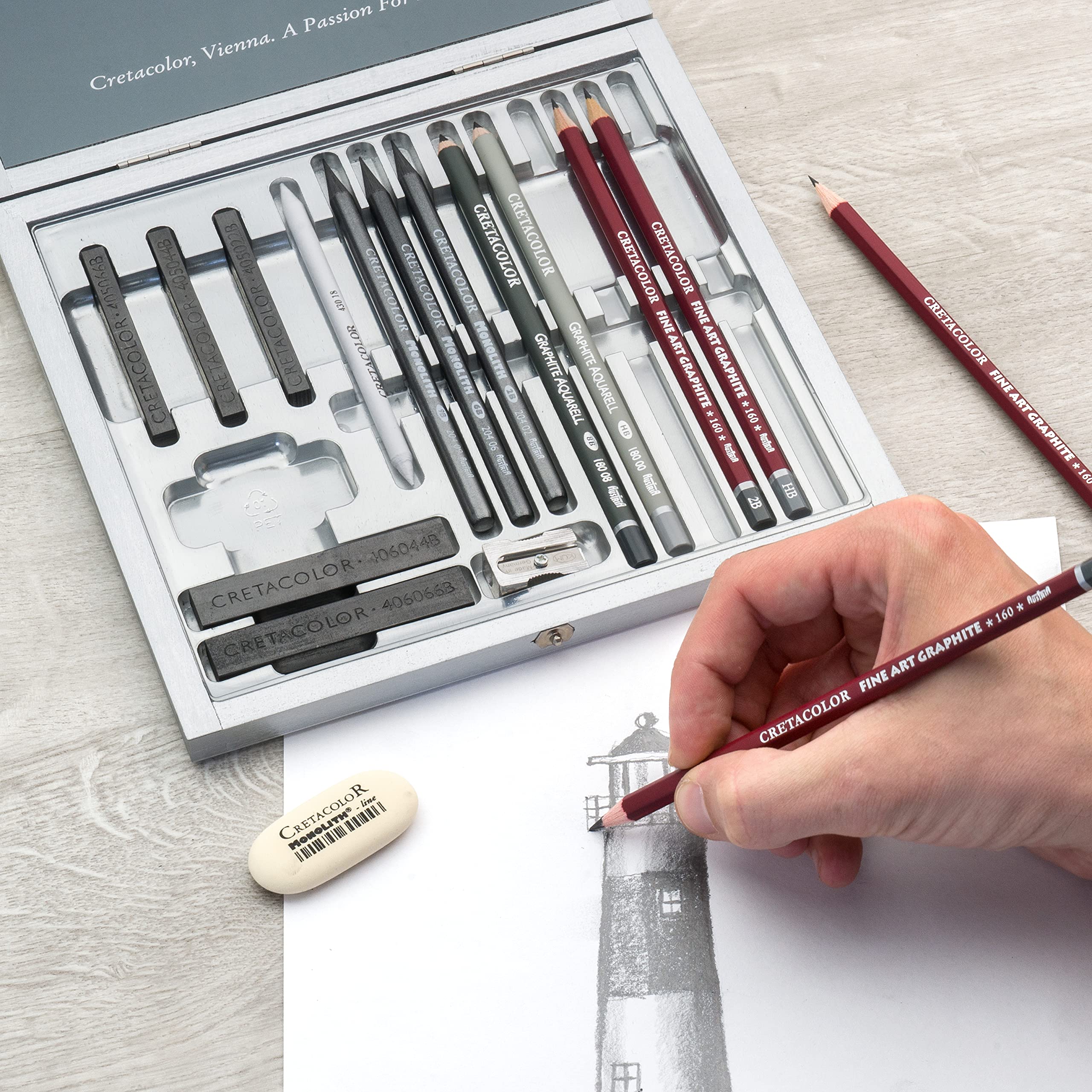 Cretacolor Coffret graphite argenté