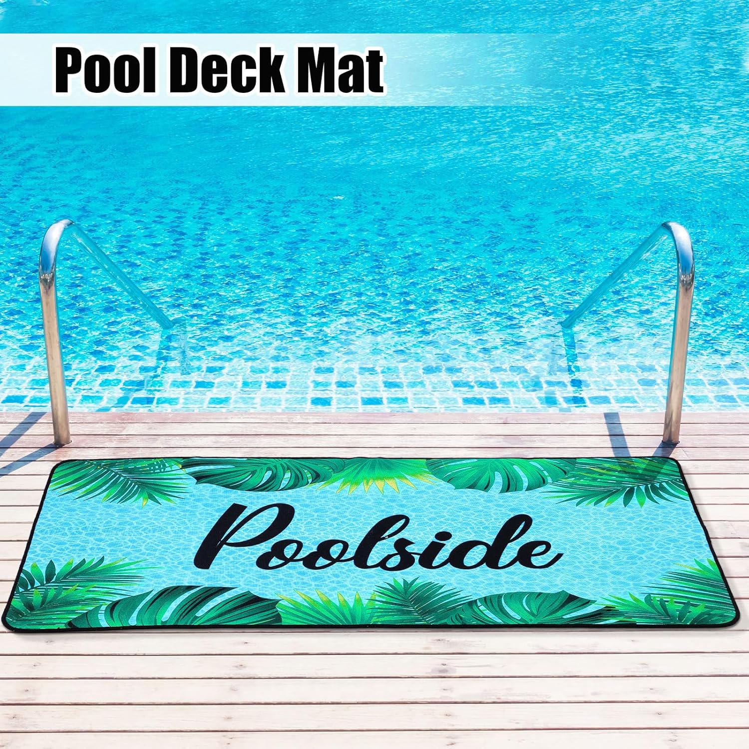 Tinideya Poolside Non Slip Mat Walk Pool Mats for Floor Outdoor Rubber Mats with Drainage Outdoor and Indoor Dock Safety Pool Mat(24" X 48")