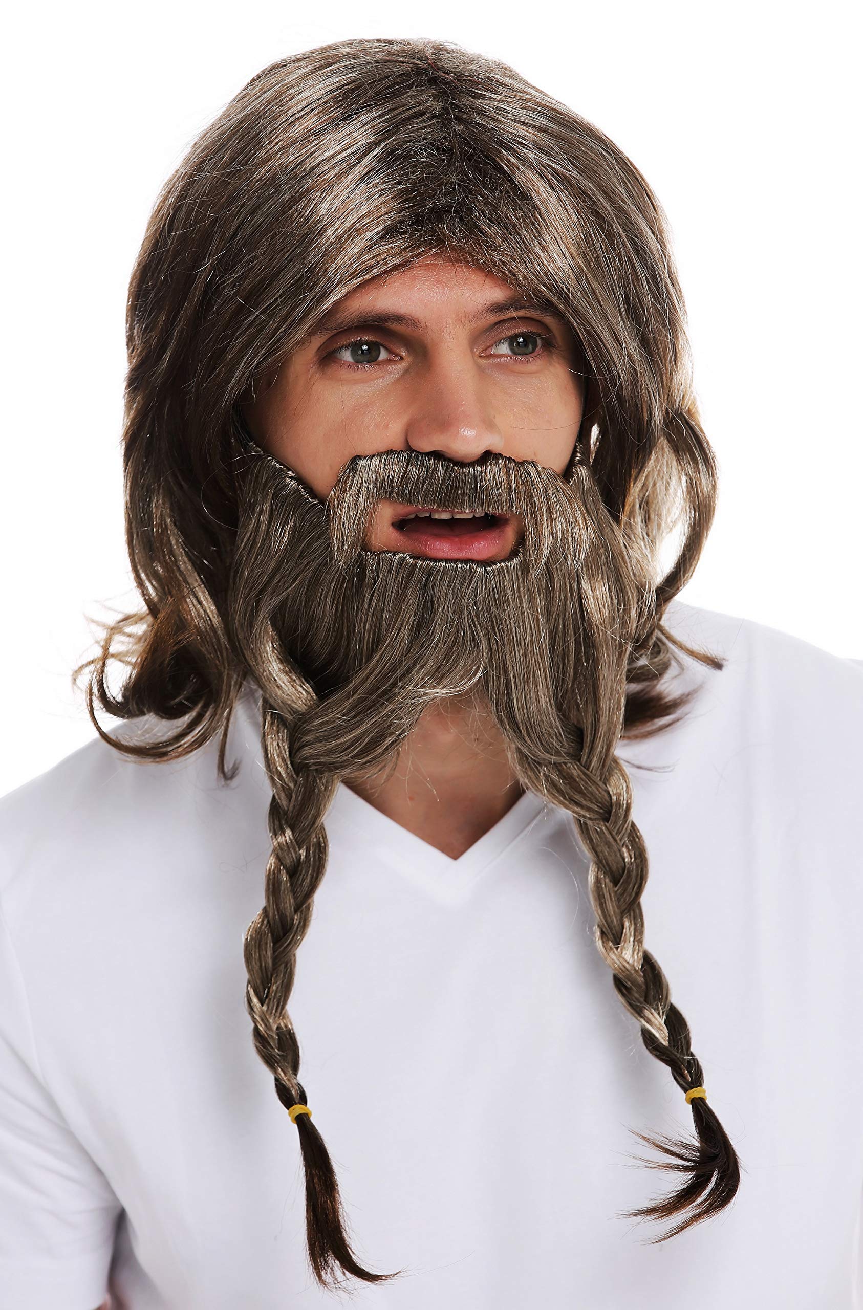 Peluca Vikingo Rubio De Pelo Largo Trenzado WIG ME UP – Ideal Para Carnaval, Halloween Y Cosplay, Ajuste Hasta 60 Cm De Circunferencia