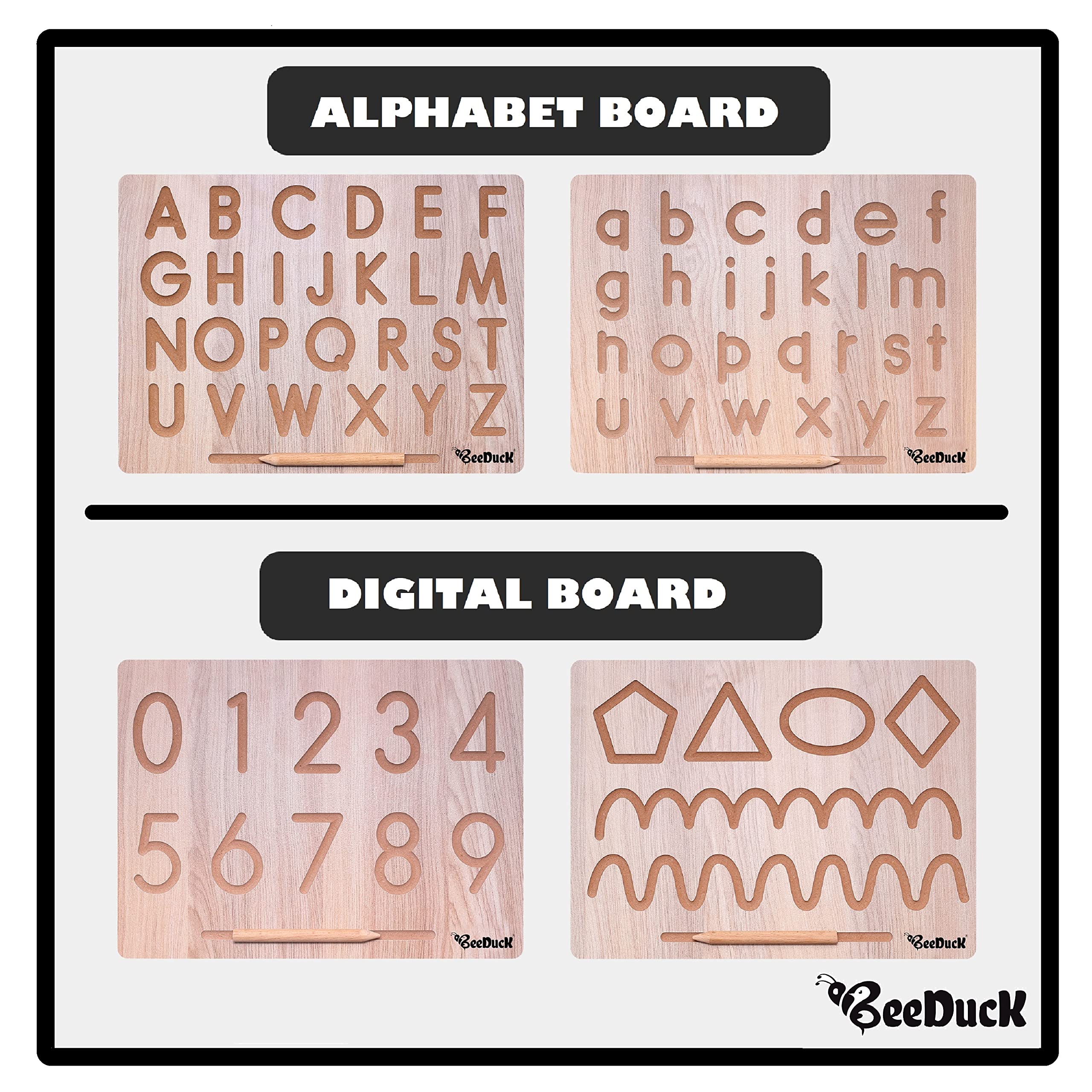 BeeDuck English Capital & Small Alphabet, Numeric and Patten Board | "ABCD", "abcd" , "0-9 numbers", 6 Type Curve Pattens | Learning And Educational Board Toys for Your 2 To 6 Years Old kids, 2 piece (B099PT685G) Amazon Price History, Amazon Price Tracker