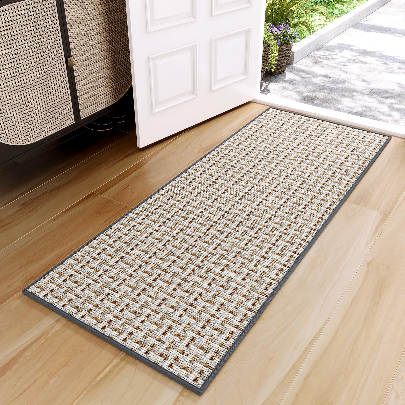 Quqei Indoor Door Mat 60x180 cm Dirt Resistant and Absorbent, Non-Slip Rubber Backing Floor Mats, Easy Clean Low-Profile Doormat for Entryway, Front Door, Inside Entrance Gray