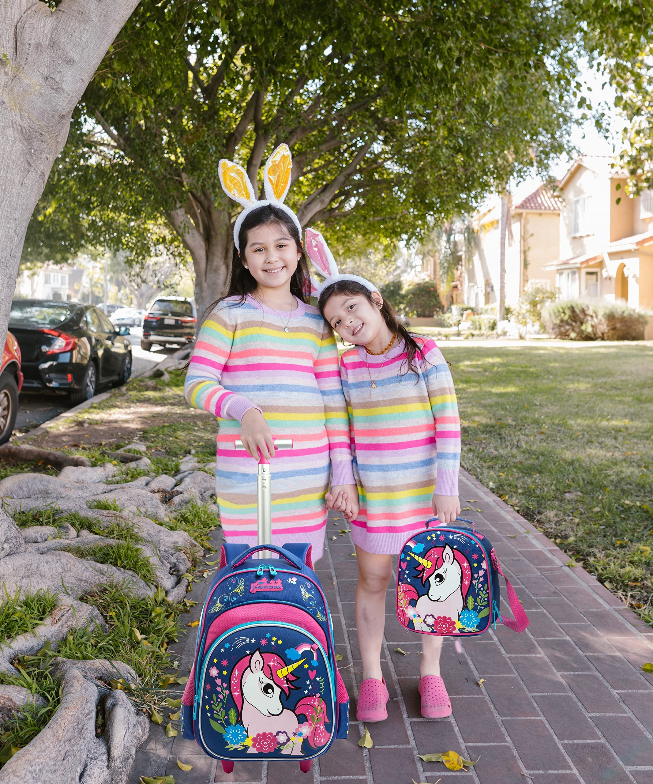 HTgroce Sac à Dos Filles Licorne Sac à Dos préscolaire pour Filles,Cartable Fille Primaire Convient pour GS, CP, CE1, CE2, CM1, CM2 Enfant Étui à Crayons Inclus Parfait pour l'école., Bleu, Fille