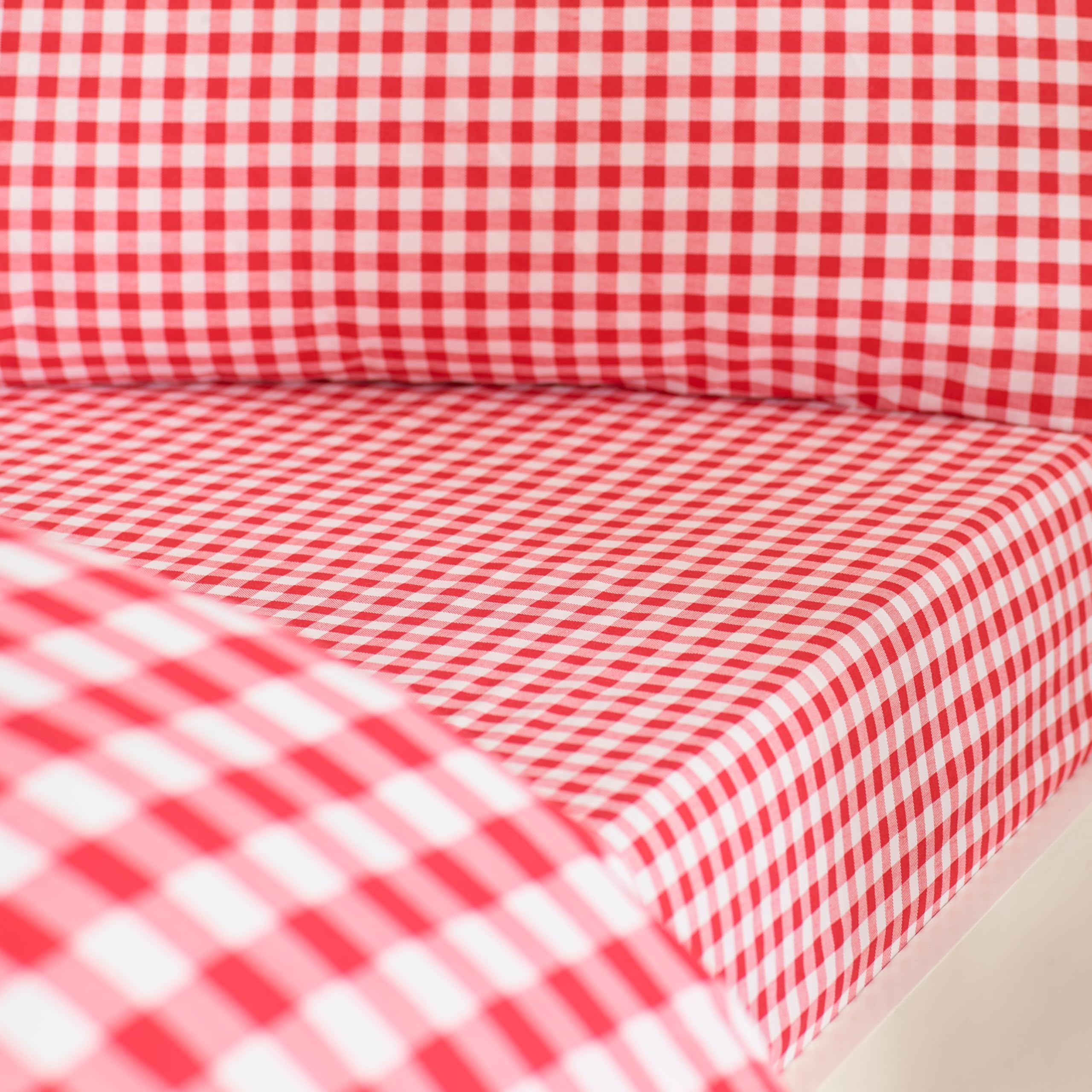 Catherine Lansfield Bamford Gingham Check King Fitted Sheet Red