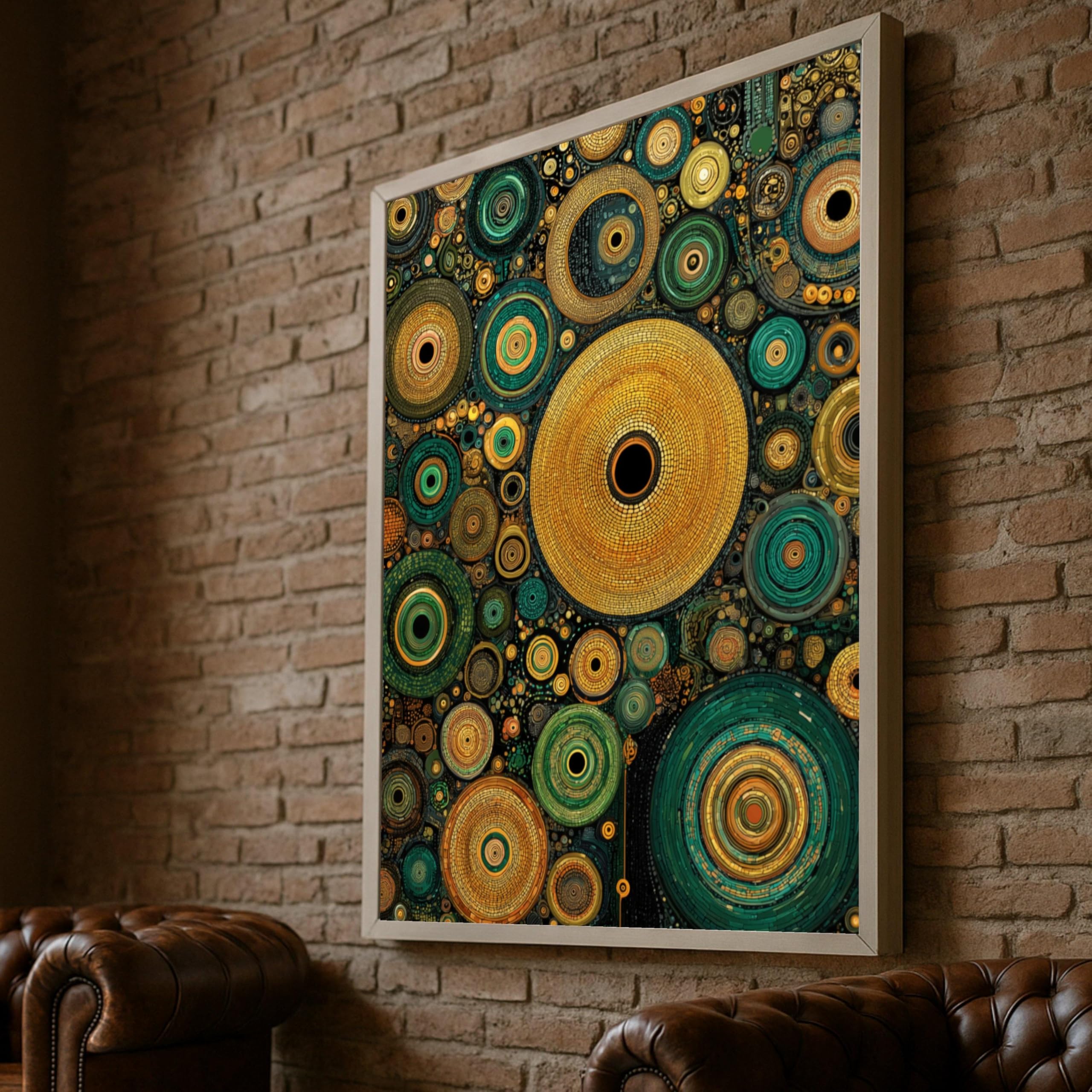 Toile mosaïque circulaire abstraite 60x90cm géométrique sans cadre - 8