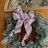 Vista 10 de Arco de corona de arpillera negra con alambre, 10 pulgadas de ancho, colas largas de 18 pulgadas, cinta de Navidad, decoración de puerta delantera