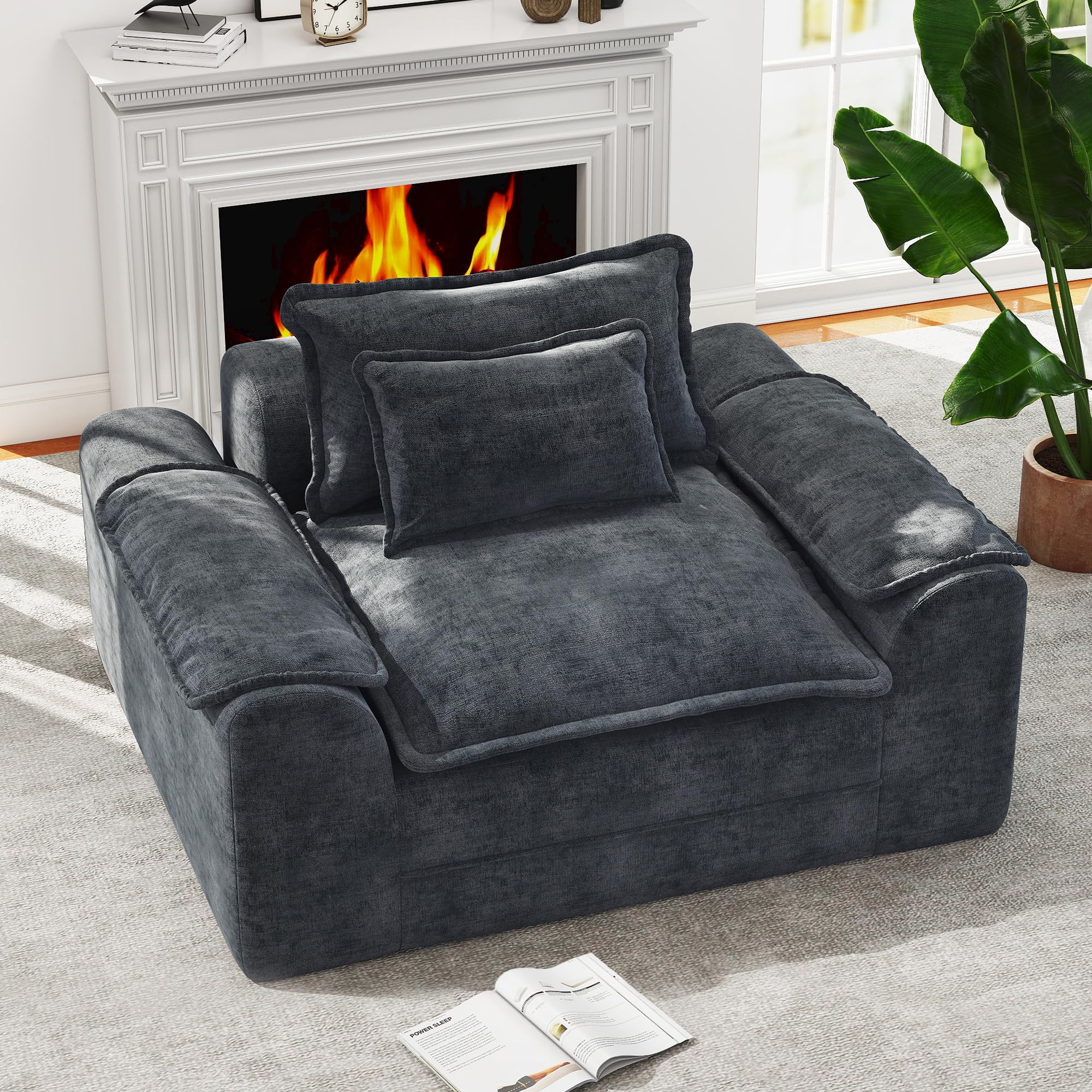 Hobestluk Cloud Single Sofa Memory Foam Couch with Deep Seat L Shaped Sofa with Removable Cover Large Couch