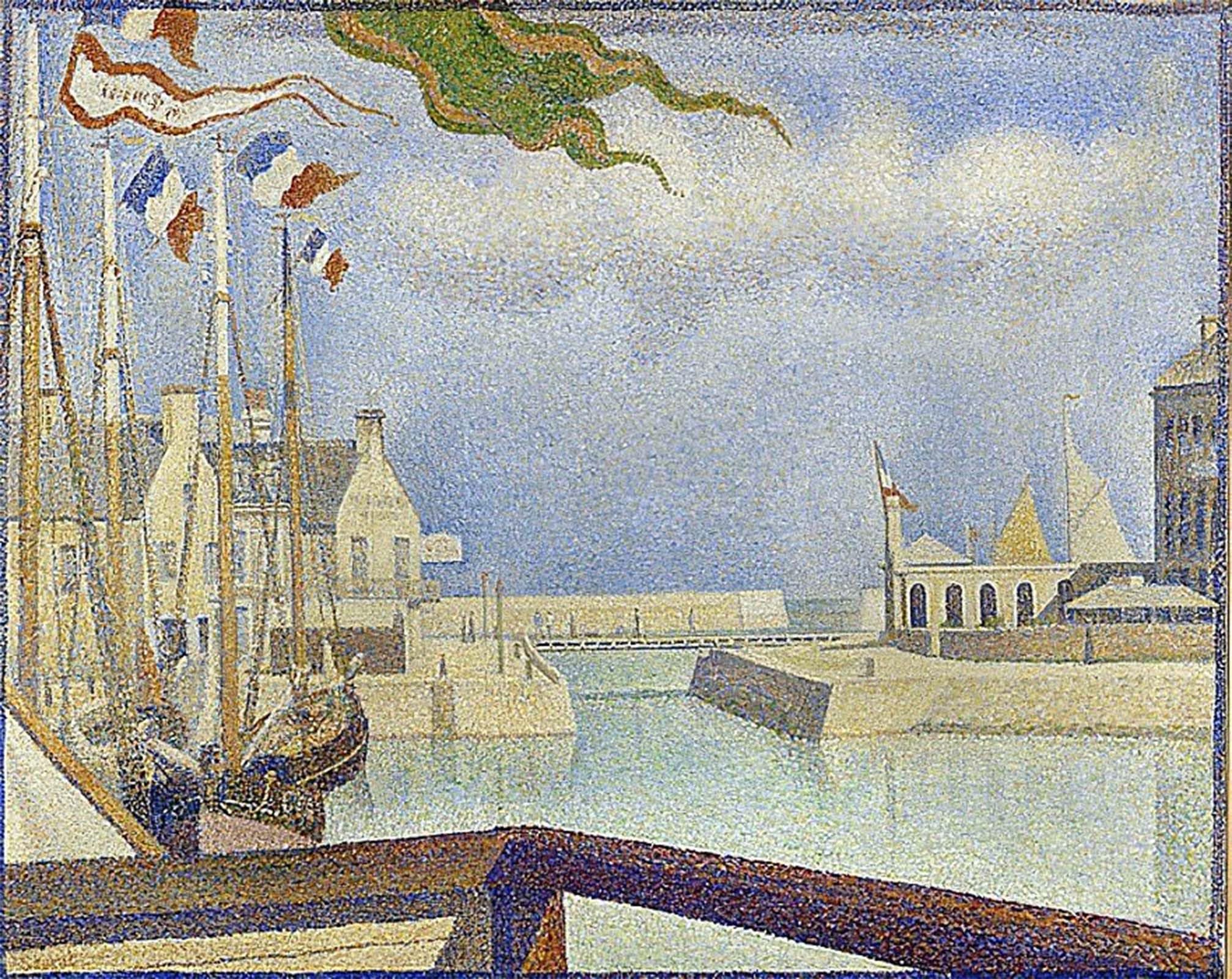 POSTERIIk Vintage Classic Picture Landscape Artwork Sunday in Port-en-Bessin by Georges Seurat Portrait Canvas Painting for Office Home Decor 60x90cm