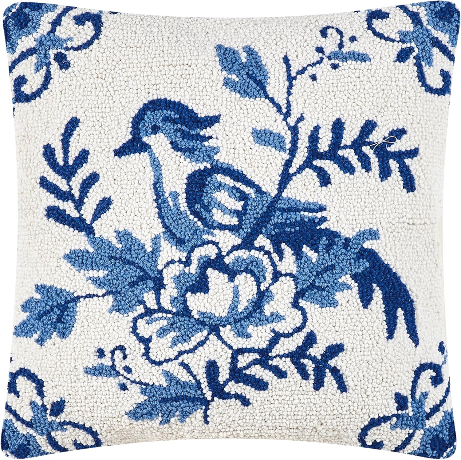 Peking Handicraft Bluebird Poly Fill Hook Throw Pillow, 18-inch Square, Home Decoration