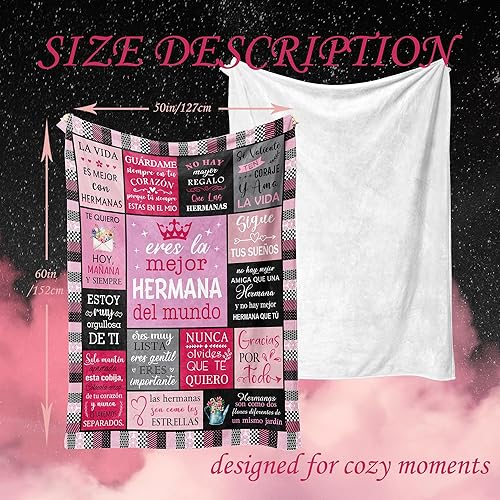Miniatura 5 de Pubrave Regalos para Hermanas Manta, regalos en español para hermana, mejor regalo para mi hermana, regalo de Navidadcumpleaños para hermana, ideas