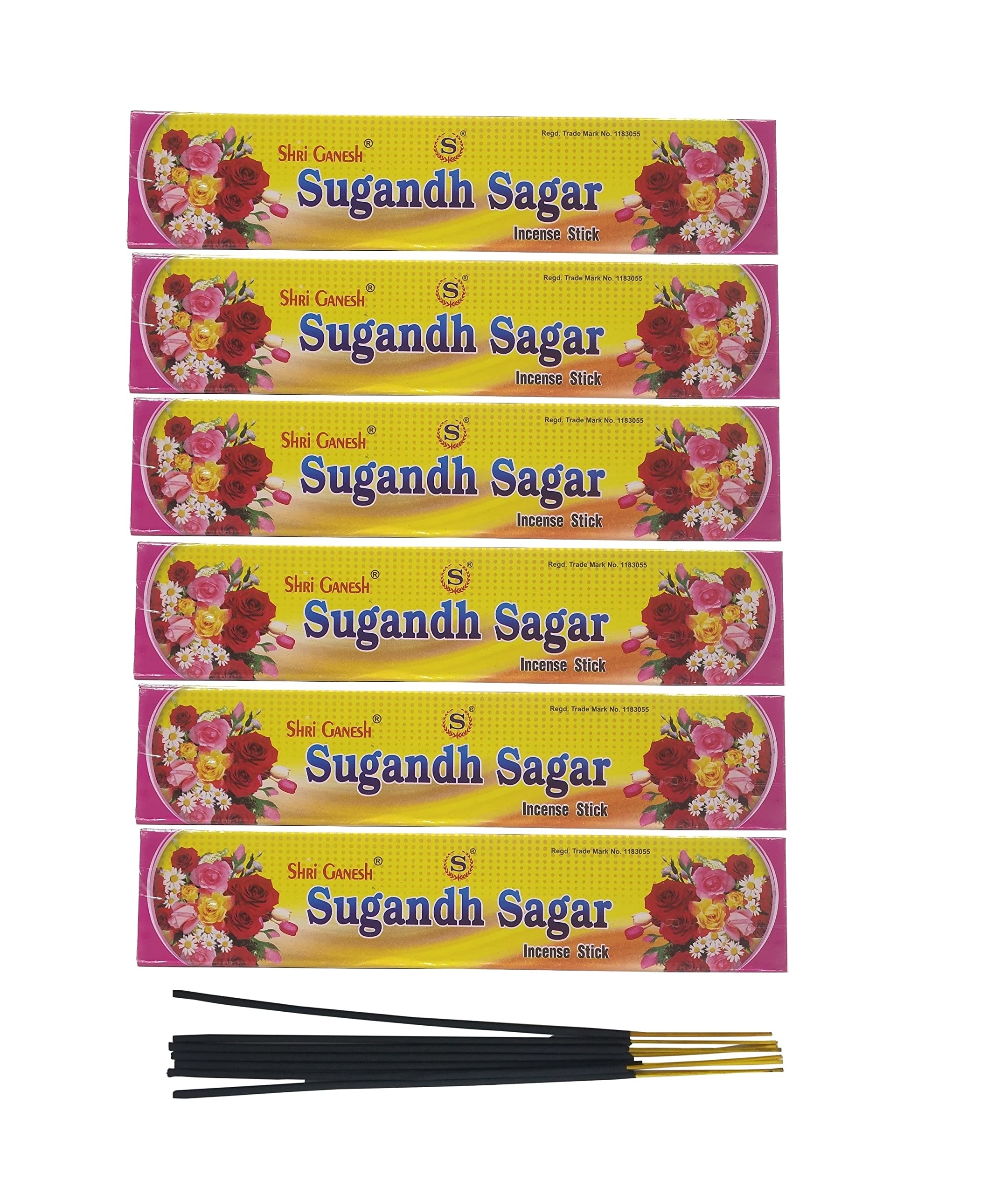 De-Ultimate Pack of 6 (12 Sticks Per Box) Sugandh Sagar Premium Agarbattis Incense Sticks for Home Temple Worship, Peace & Harmony, Purification, Positive Energy, Havan Poojan, Aarti, Meditational