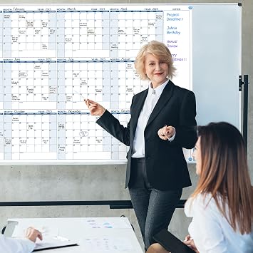 Large Dry Erase Calendar for Wall Yearly Wall Calendar Dry Erase, 37 x 57.9, 12-Month Undated Blank Calendar Planner, Reusable Laminated Task Organizer with Note, Great for Office, Classroom, Home