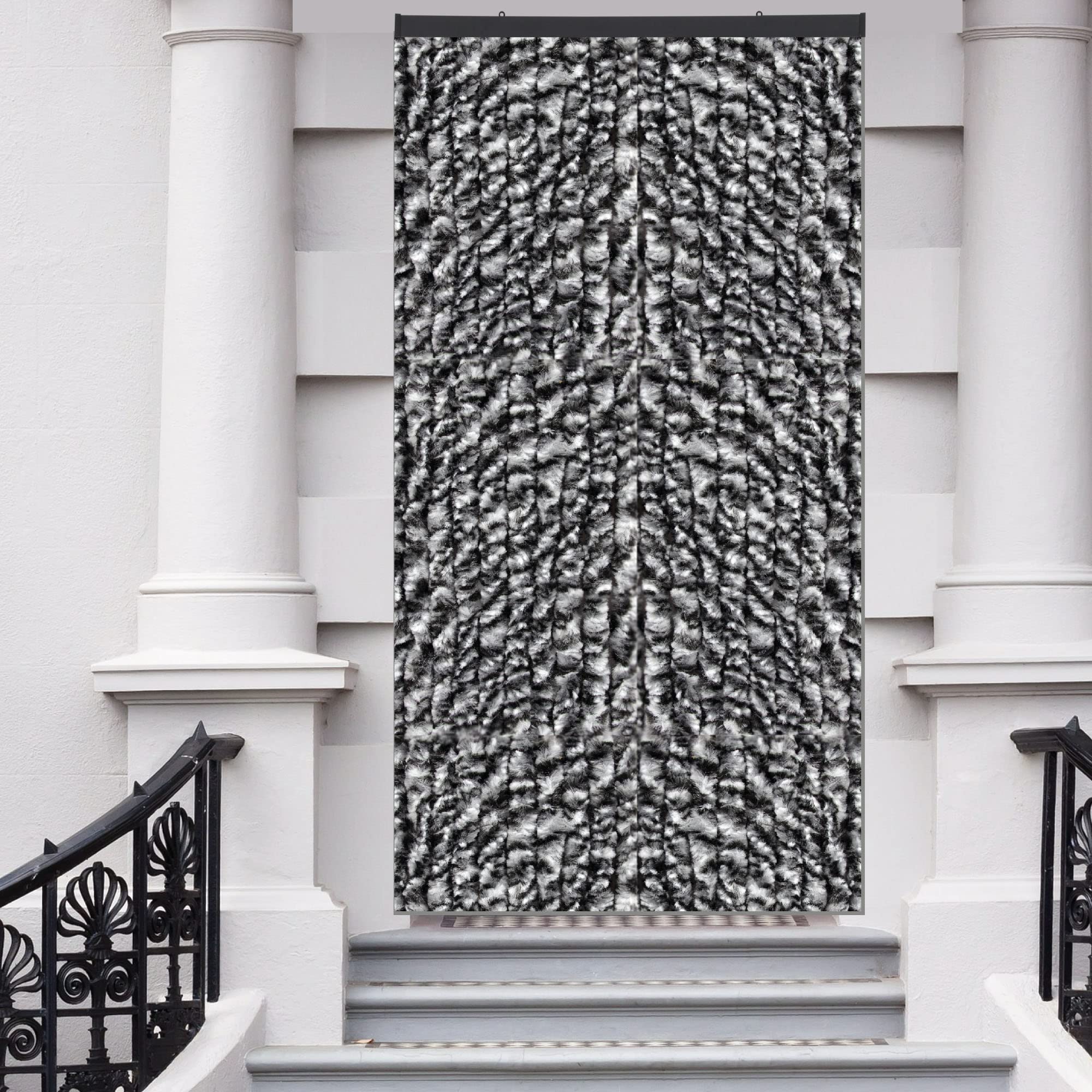 Arsvita Flauschvorhang 80x200 cm in Meliert schwarz - grau - weiß, Perfekter Insekten- und Sichtschutz für Ihre Balkon- und Terrassentür, viele Farben