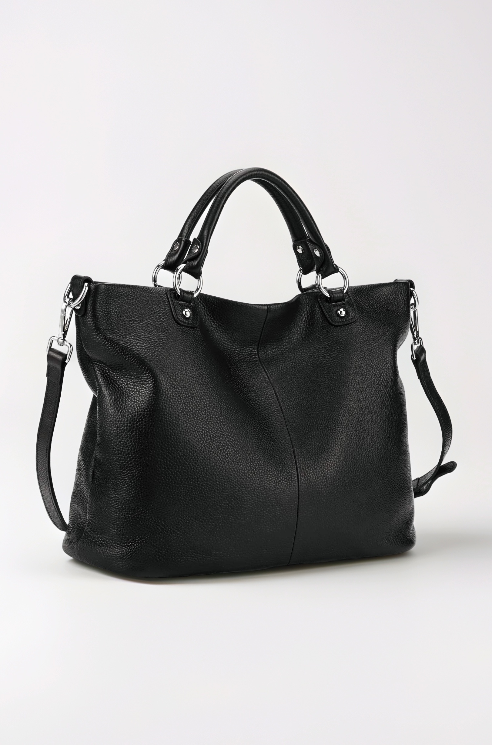 Kattee Women's Soft Genuine Leather 3-Way Satchel Tote Handbag Black