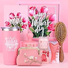 Gifts Box for Mom,Mothers Day Gift,Gift Basket for Mama Mother in Law,Birthday Presents from Daughter Son,Best Mom Ever Set Unique Thank You Gifts With Massage Comb,Tumbler,Coin Purse,Scented Candle