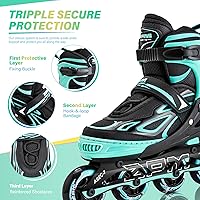 Vista 5 de 2PM SPORTS Vinal - Patines en línea ajustables intermitentes para niñas, todas las ruedas se iluminan, divertidos patines iluminadores para niños