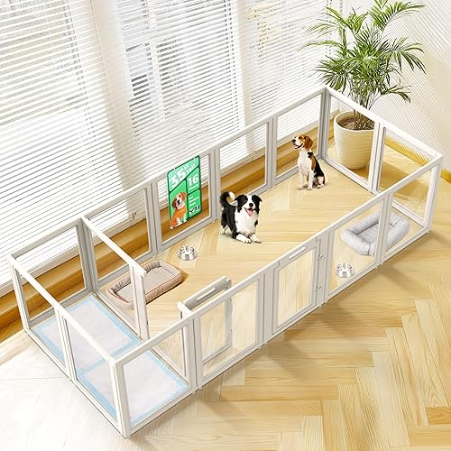 Miniatura 37 de FXW AuraSpace - Cerca para perros de acrílico para interiores para cachorros y perros pequeños, 24 pulgadas, 8 paneles, blanco