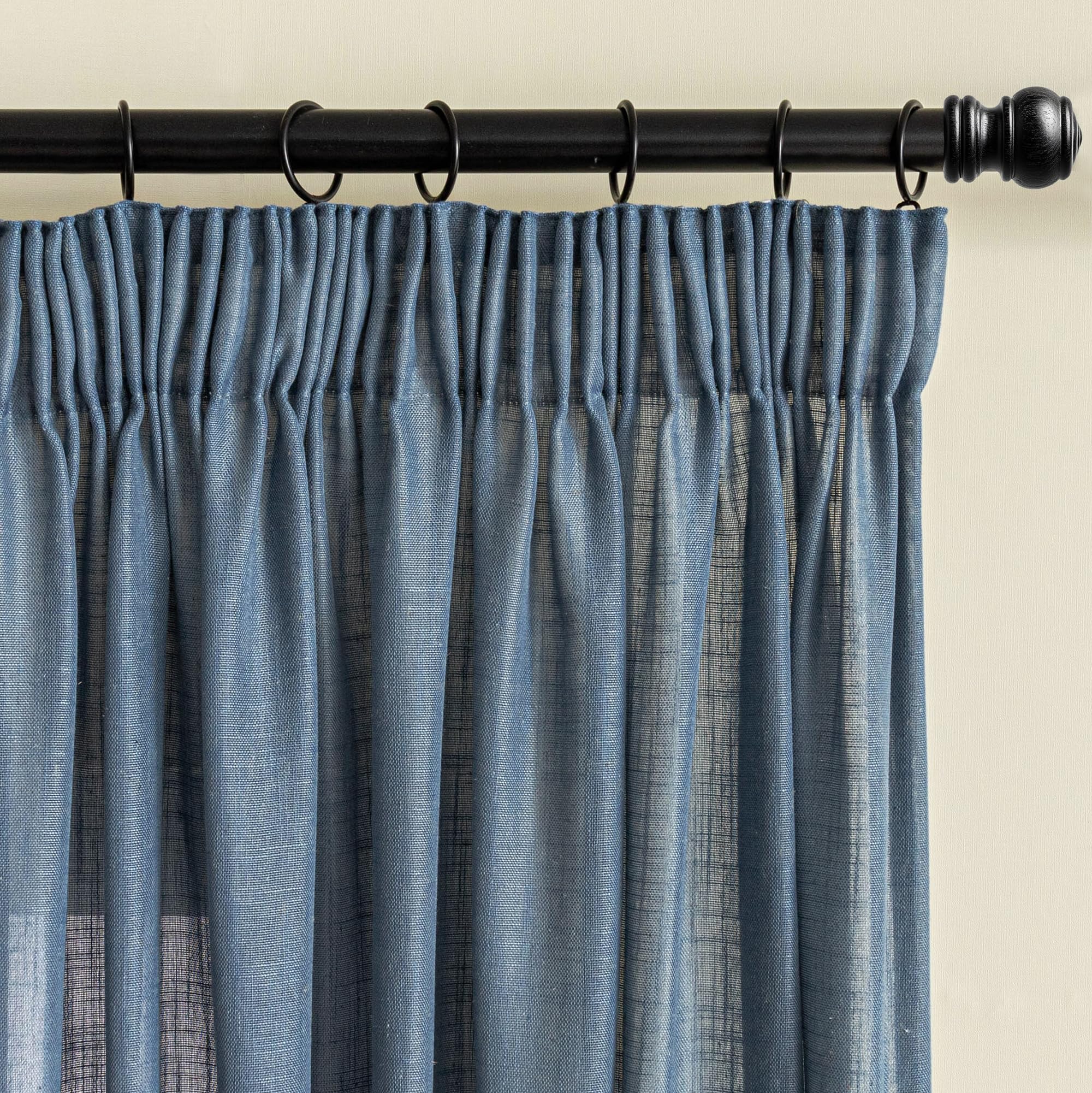 MYSKY HOME Vorhänge Leinenoptik Gardine Wohnzimmer mit Kräuselband Modern Halbtransparent Vorhang 2er Set H 225 x B 140 cm Natürlicher Stil Gardinen Linen Curtains, Dunkelblau