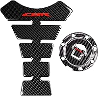 Vista 2 de Aspecto de carbono real, tapa de tanque de gasolina de combustible, almohadilla protectora, calcomanías de almohadilla de tanque, protector