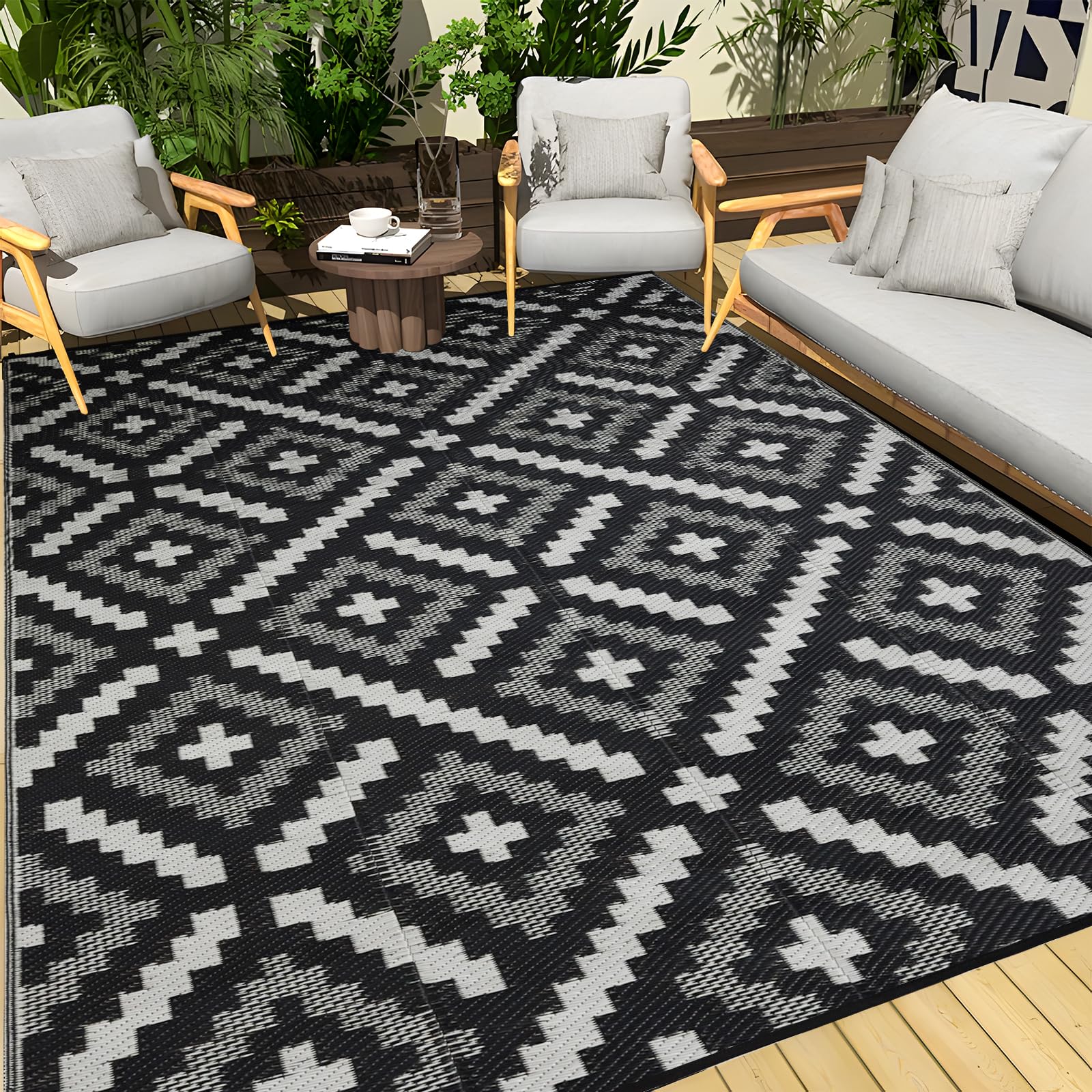 YONILE Waterproof Outdoor Rug 120x180cm, Reversible Outdoor Plastic Straw Rug for Patios Clearance, Carpet RV Mat for Camping Backyard Deck Porch