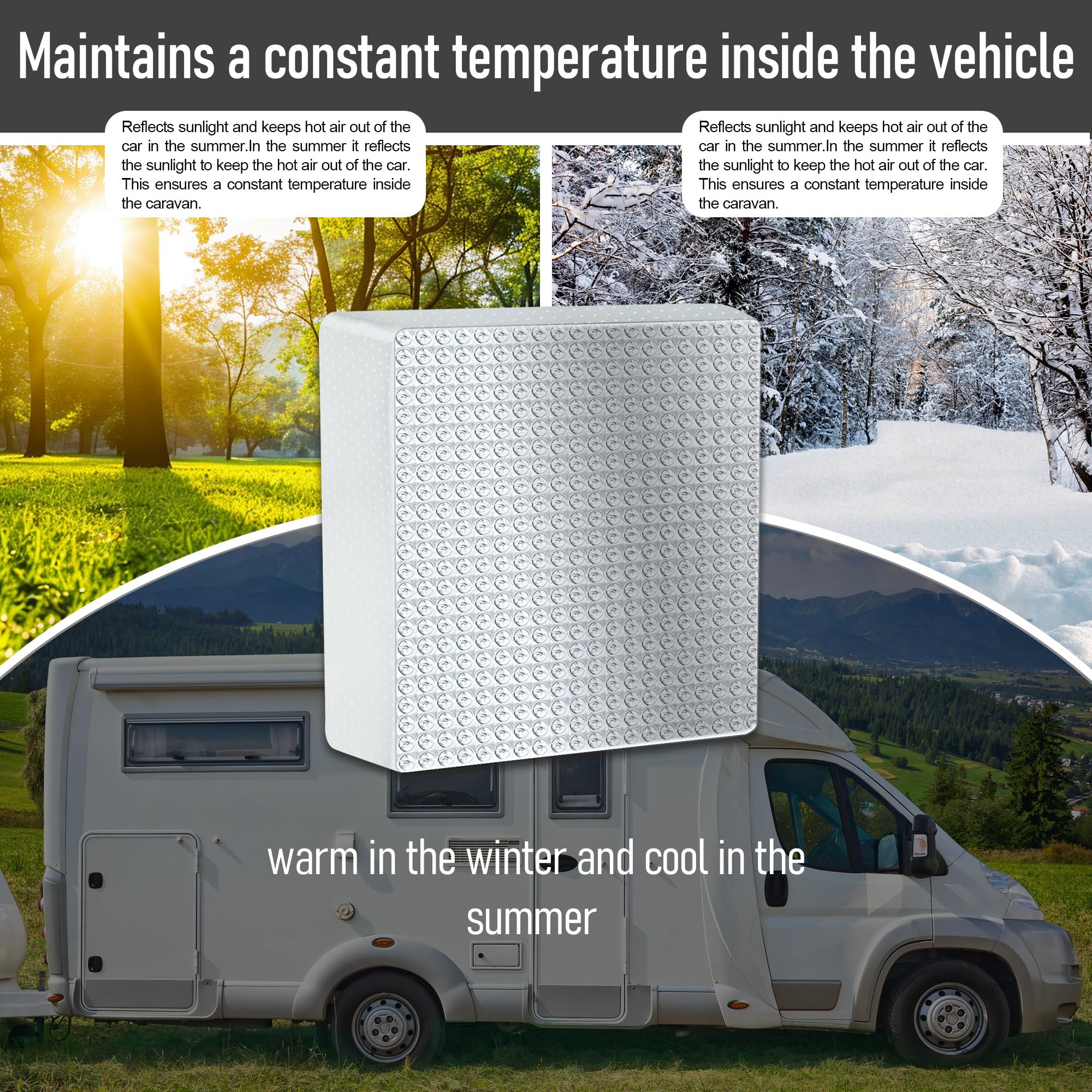 Aislante universal de ventilación para caravana de 14 x 14 x 3 pulgadas, cubierta de tragaluz con superficie reflectante, para rejillas de ventilación de caravana de 14 x 14 pulgadas