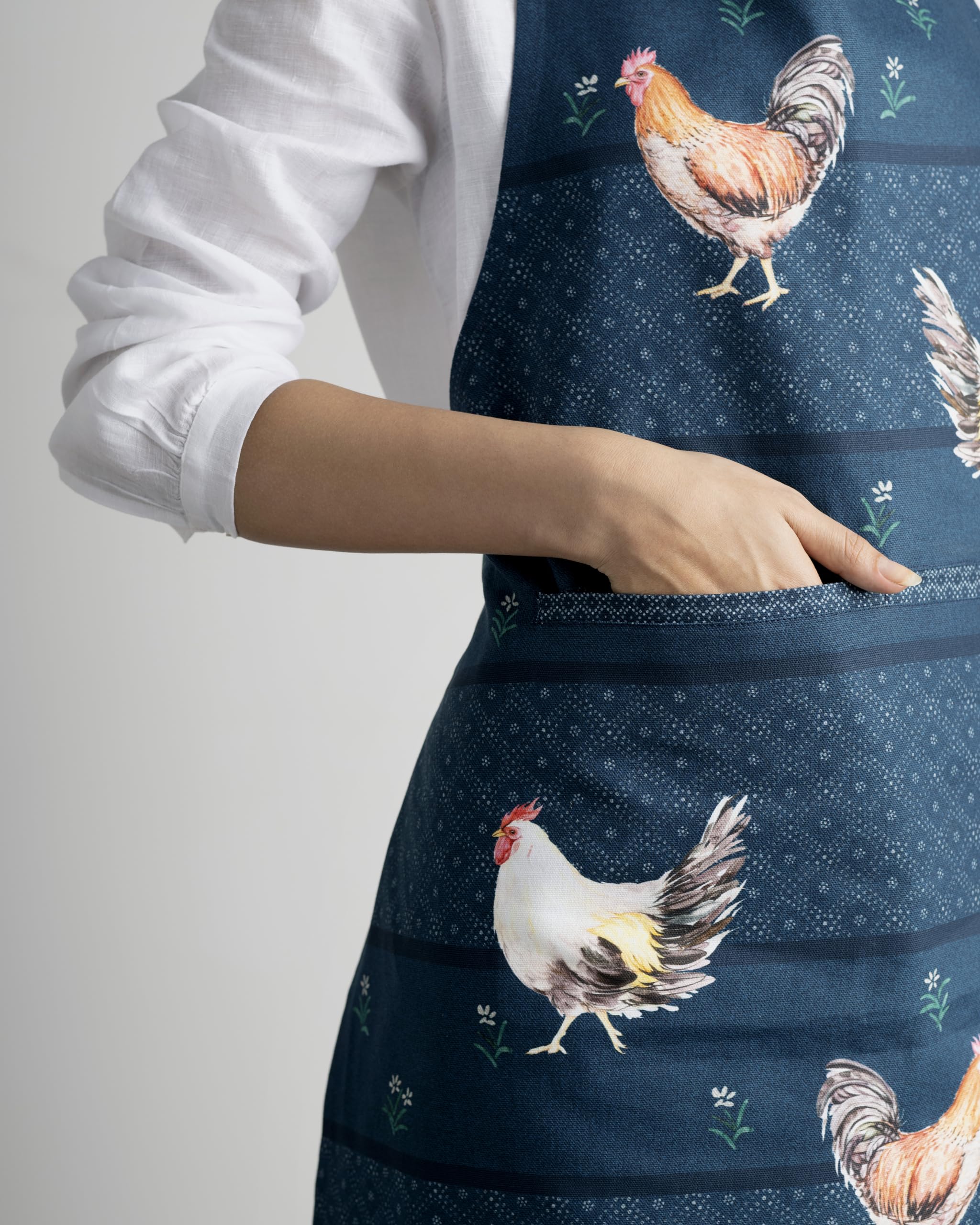 Maison d' Hermine Grembiule, 100% cotone, 1 pezzo, tracolla regolabile, grembiule con tasca centrale e nastri lunghi per donna, uomo, cuoco