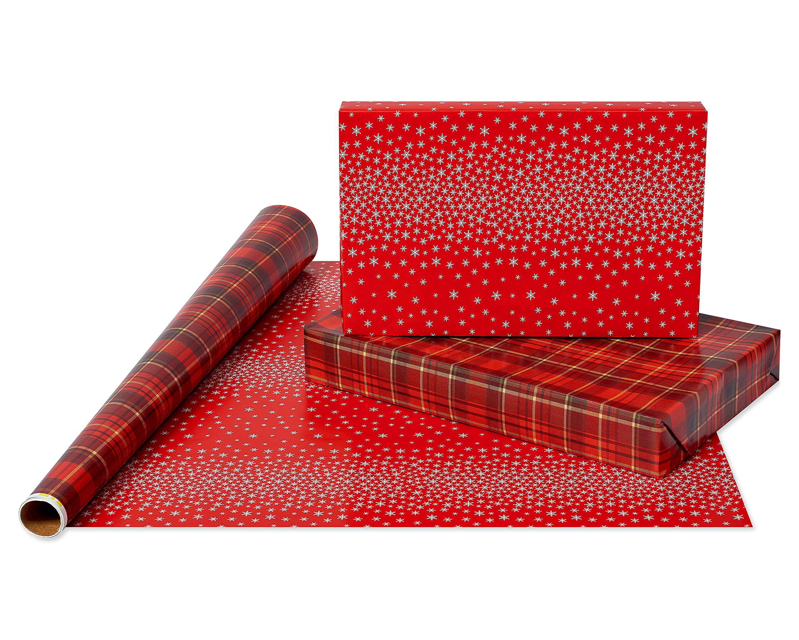 American Greetings Christmas Wrapping Paper Bundle, Rustic Designs (4 Rolls, 160 sq. ft)