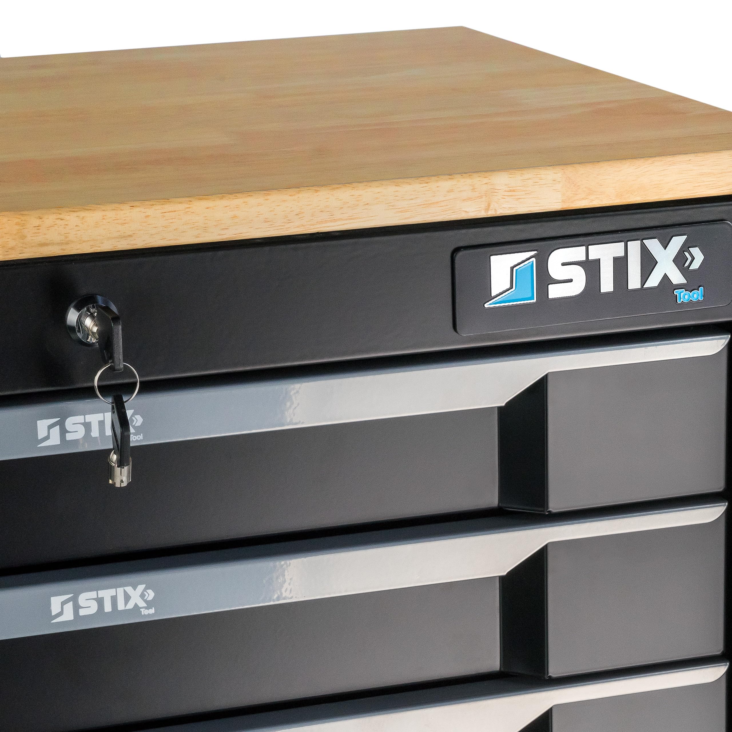 STIX UltimatePro C7 Servante d'atelier 7 tiroirs, Plateau en Bois d'hévéa