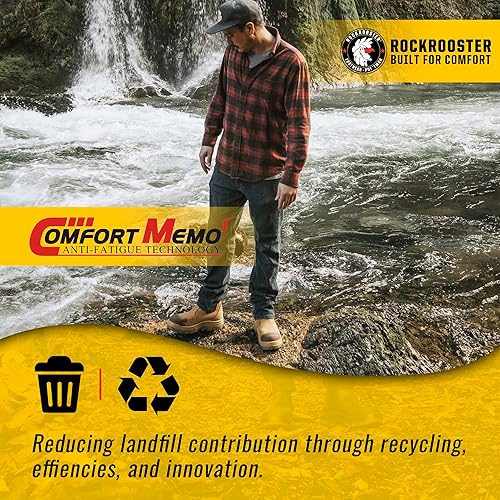 Miniatura 7 de ROCKROOSTER Botas de trabajo para hombre, punta de acero de 6 pulgadas, zapatos de cuero aceitado sin cordones, disipativa estática, transpirable,