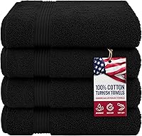 Vista 53 de American Veteran Towel, Paquete de 4 toallas de baño turcas 100% algodón para baño, 27 x 54 pulgadas, extra grandes, de secado suave, color azul
