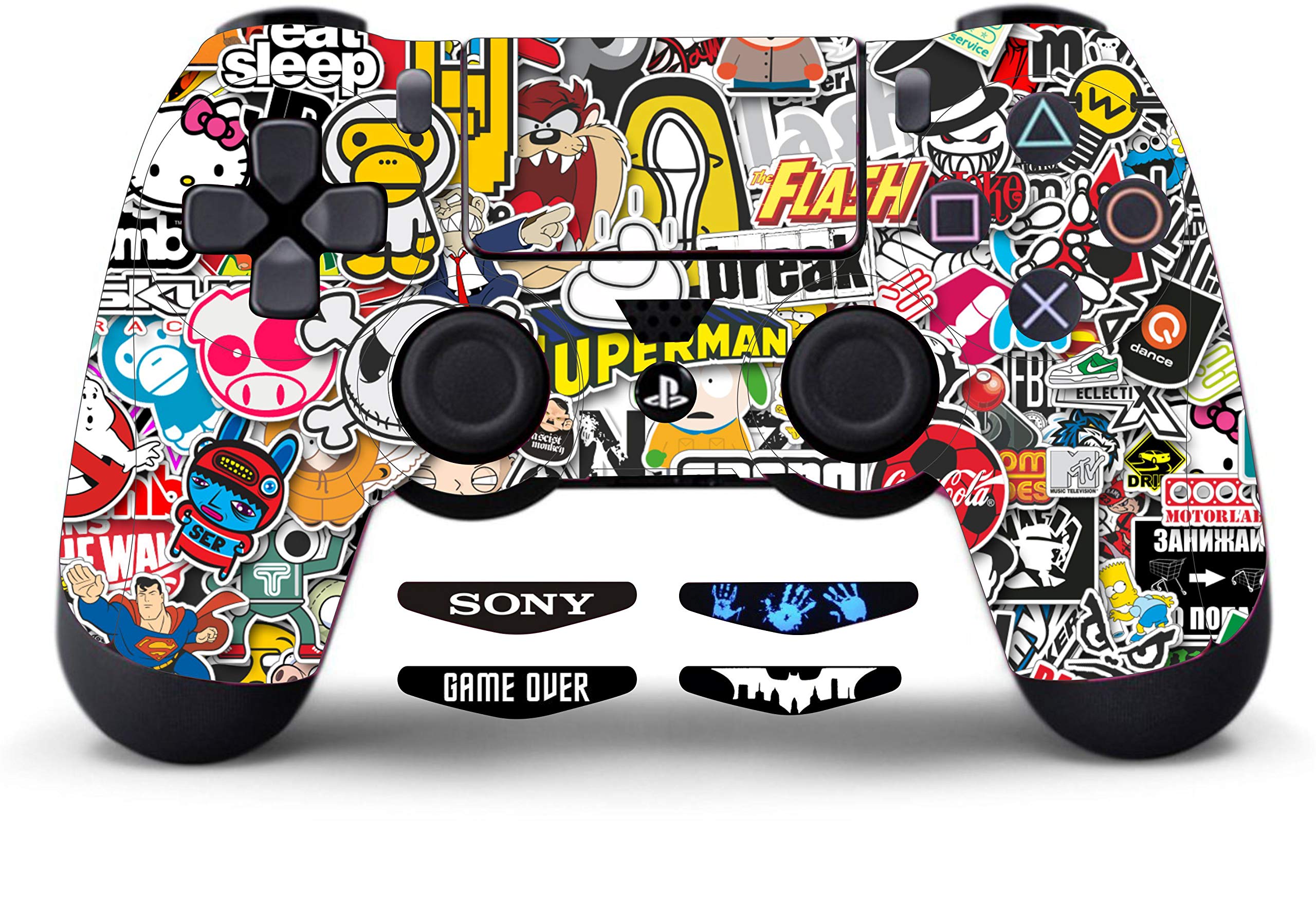 Elton PS4 Controller Deesigner 3M Skin for Sony Playstation 4, PS4 Slim, Ps4 Pro Dual Shock Remote Wireless Controller - Skin for (Set of 2) Controller Only+4Led bar Decal design39 [video game]-picture-19