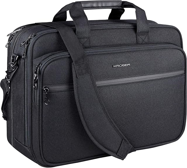KROSER Laptop Bag Premium Laptop Briefcase Fits Up to 17.3 Inch Laptop Expandable Water-Repellent Shoulder Messenger Bag Computer Bag
