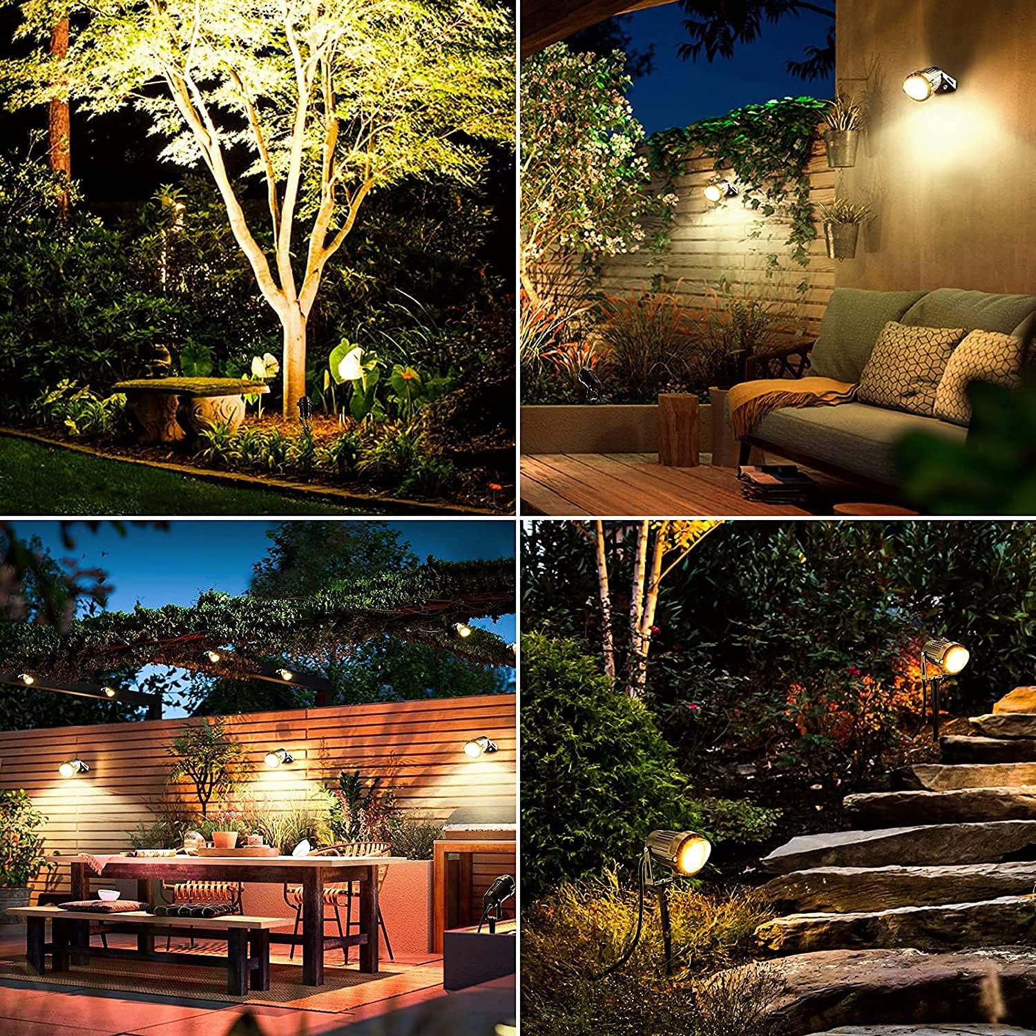 ZUCKEO 10W Low Voltage Landscape Lighting LED Landscape Lights, 12V 24V Waterproof Outdoor Spotlights 1000LM Warm White Light for Floor Garden Yard Pathway (20 Pack with Connectors)