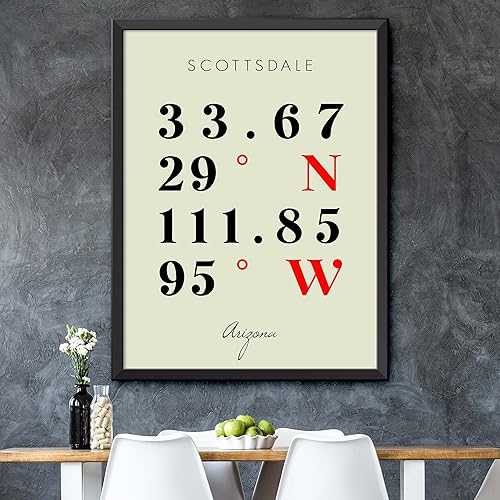 Miniatura 5 de Mapa de Scottsdale, Arizona, Coordenadas Multilíneas de Colores (12x16)