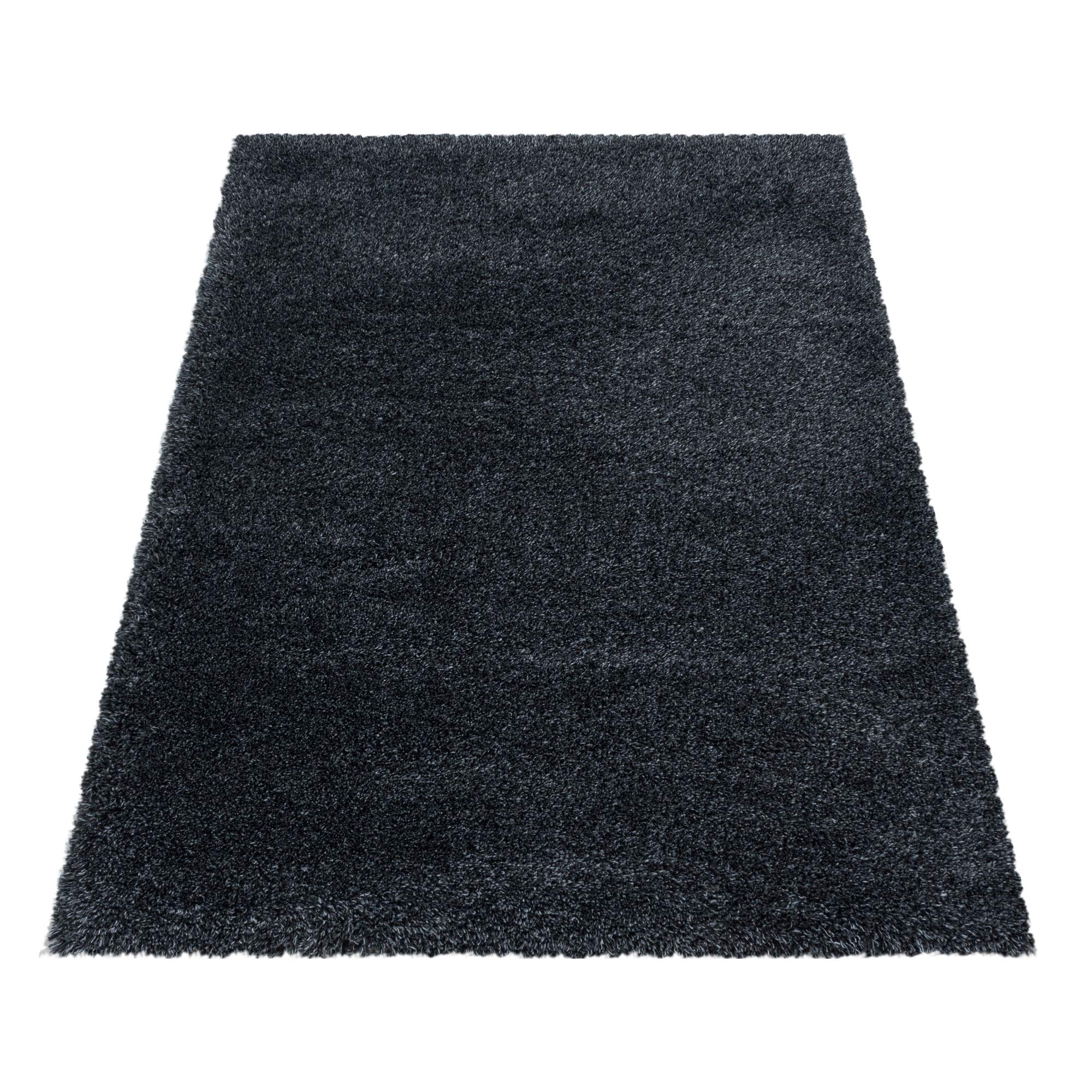 Homebyhome dywan shaggy antracytowy 60x110 cm z bardzo miękkim długim runem, możliwość prania, jednolity nowoczesny wygląd oraz naturalny spód z juty do ogrzewania podłogowego