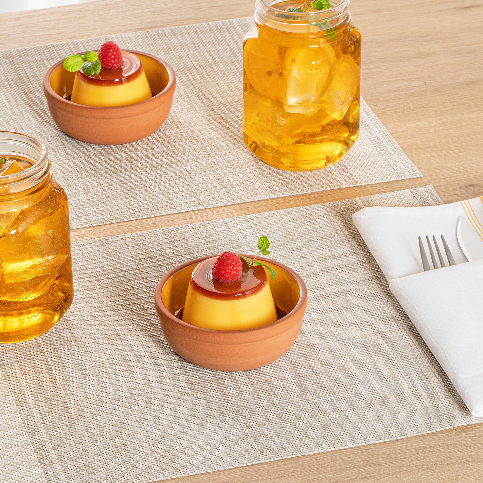 Restaurantware -Terra Tek Cazuelas de terracota de 5.1 onzas, 2 ollas de arcilla esmaltada amarilla para cocinar, listas para horno, microondas, ollas de terracota para servir, lavavajillas, para