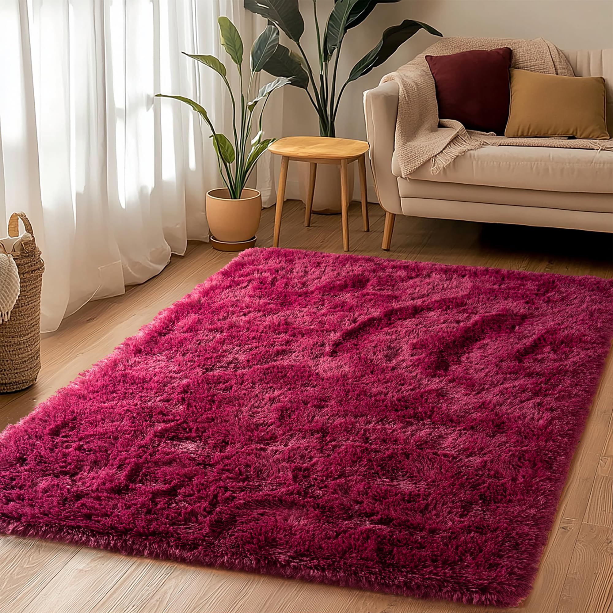 Tapis de couloir antidérapant pour salon et chambre bordeaux