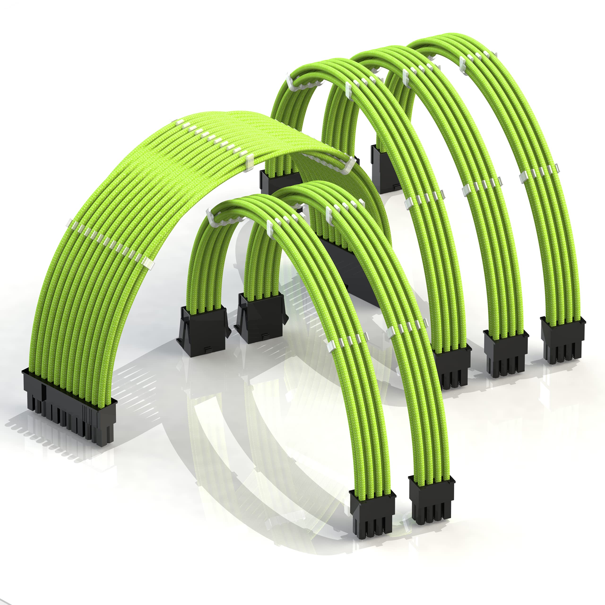LINKUP - AVA 30cm PSU Cable Extension Sleeved Custom Mod GPU PC Braided w/Comb Kit - Compatible with RTX3090 | 1 x 24 P (20+4) | 2 x 8 P (4+4) CPU | 3 x 8 P (6+2) GPU set | 300mm - Red — view 7