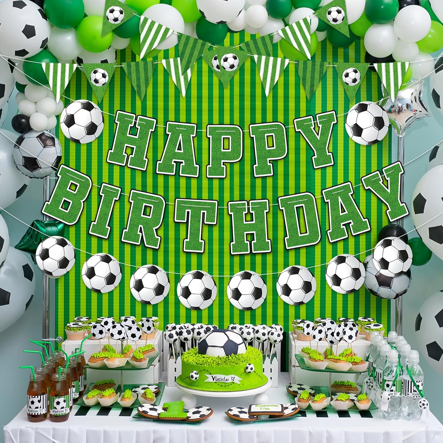 Soccer Happy Birthday Banner Soccers Sports Paper Garland Soccer Pennant Bunting Flag Decor Soccers Happy Birthday Party Decorations for Kids Boys and Girls Sports Football Birthdays Party Supplies - Image 4