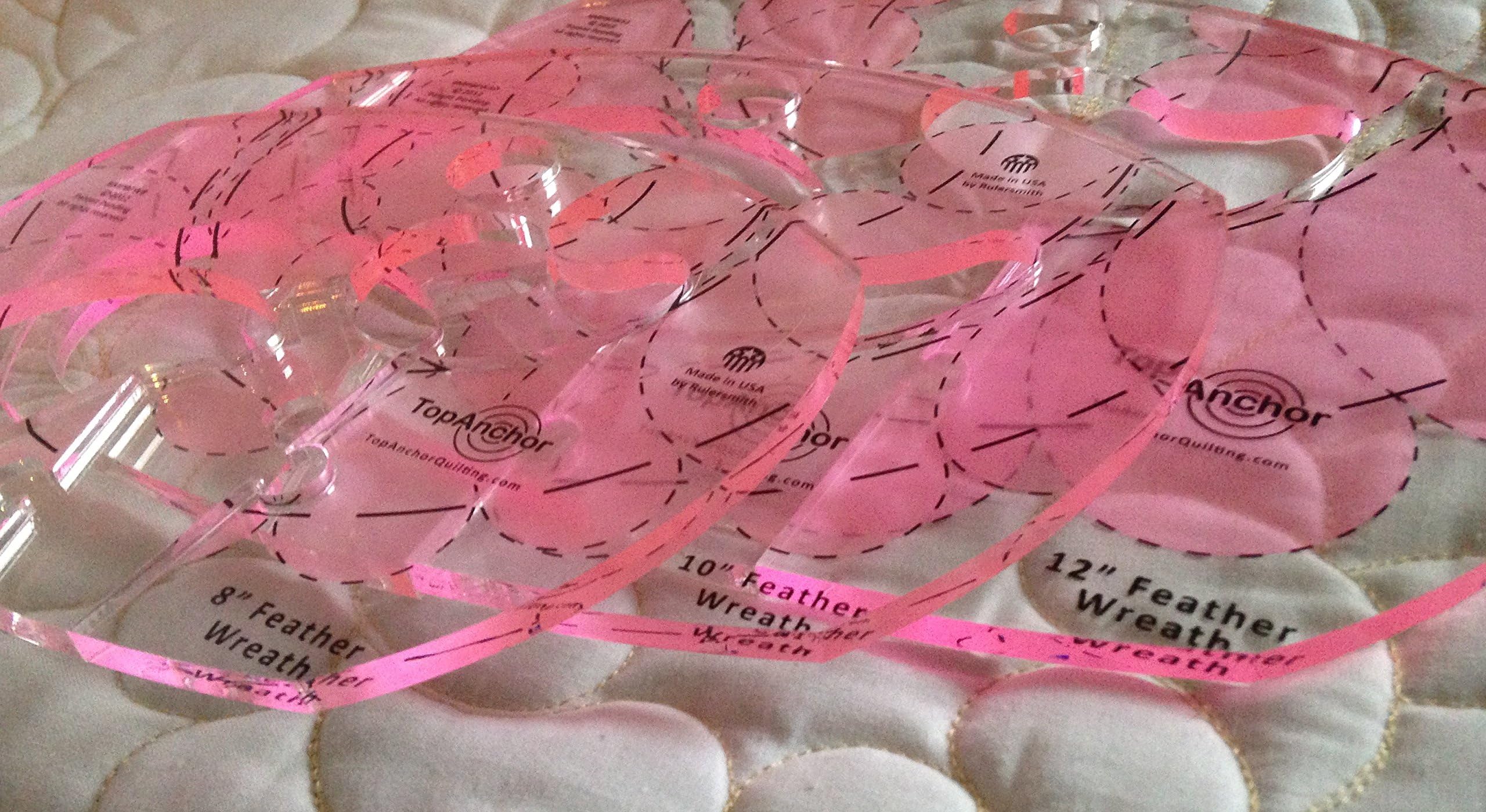 Feather Wreath Longarm Quilting Template Set 8" 10" 12" - Save 10% on Set